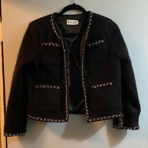 Elegant Black Jacket with Chain Accents